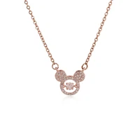 trendy mickey pendant necklace thin chain necklace shiny zircon jewelry woman necklace clavicle chain