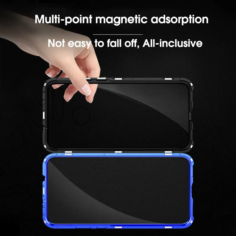 

For Huawei Honor View 20 Case 360 Magnetic Adsorption Double Tempered Glass Case for Honor 20 Full Hard Protective Case Cover