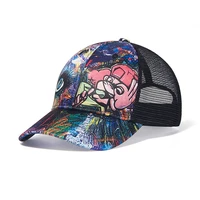 men women mesh baseball cap graffiti summer breathable sun hats fashion printing adjustable hip hop dad hat gorras ep0239