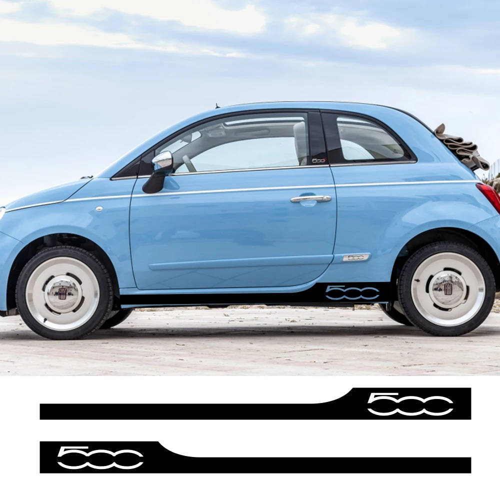 

2PCS For Fiat 500 Car Styling Racing Abarth Side Stripes Skirt Sticker Auto Body Decor Customized Decal Car Tuning Accessories