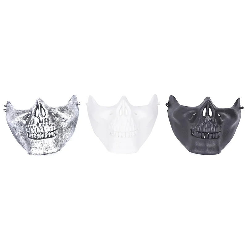 1pc Halloween Skull Mask Jaw Horror Half Face Shied Terror Plastic Human Skeleton 18cm x 13cm 5 color |
