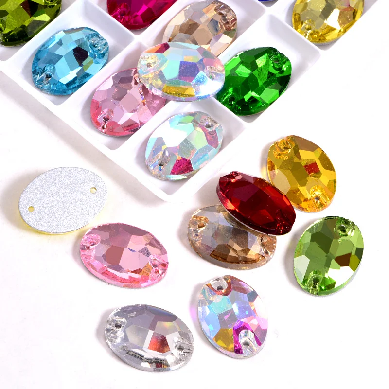 Стразы в овальной форме для пришивания 5 размеров 26 цветов|applique trim|applique clothesapplique