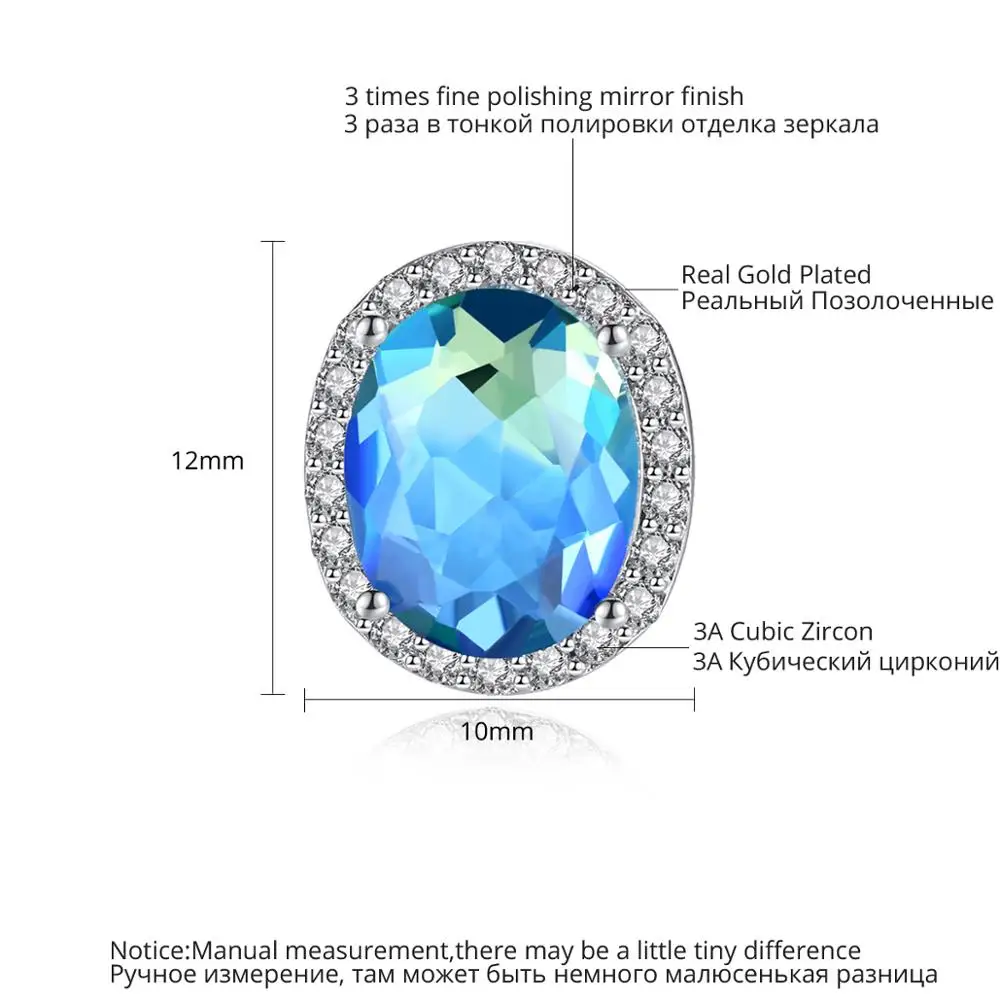 LUOTEEMI Female Rainbow Oval Crystal Earrings AAA Cubic Zirconia Fashion Jewelry CZ Stud Earing For Women Valentine's Day Gifts |