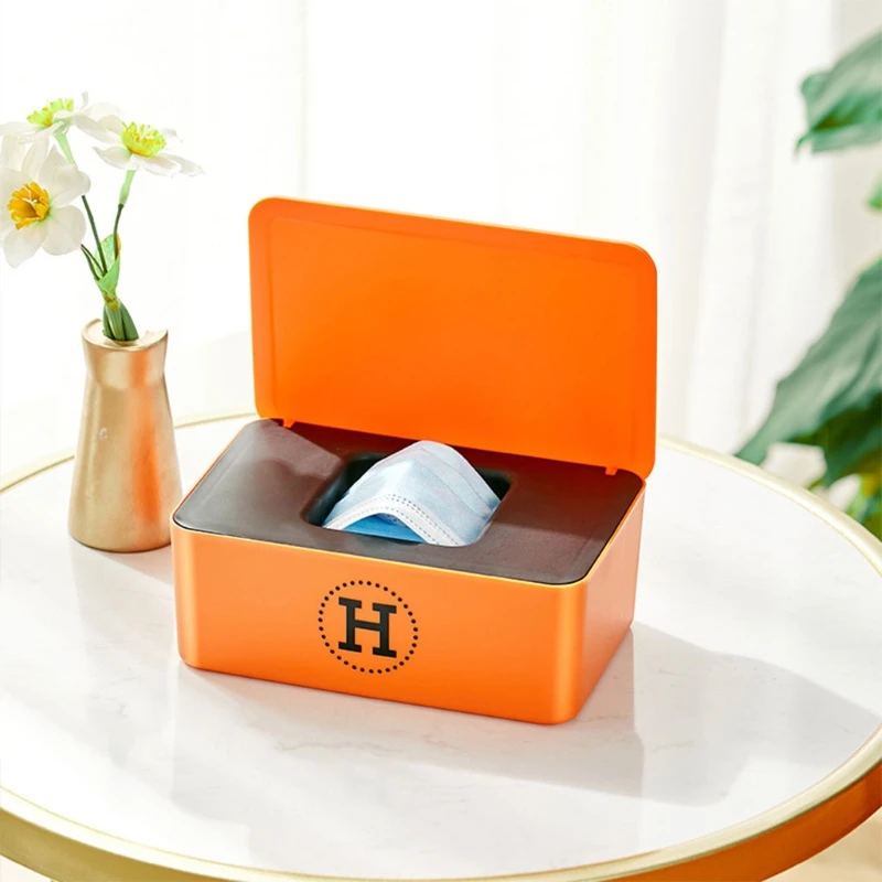 

Desktop Storage Box Household Wet Tissues Dispenser Holder with Lid for Masks