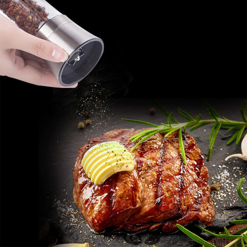 Кухонная мельница для черного перца ручная свежемолотая морская соль бутылка