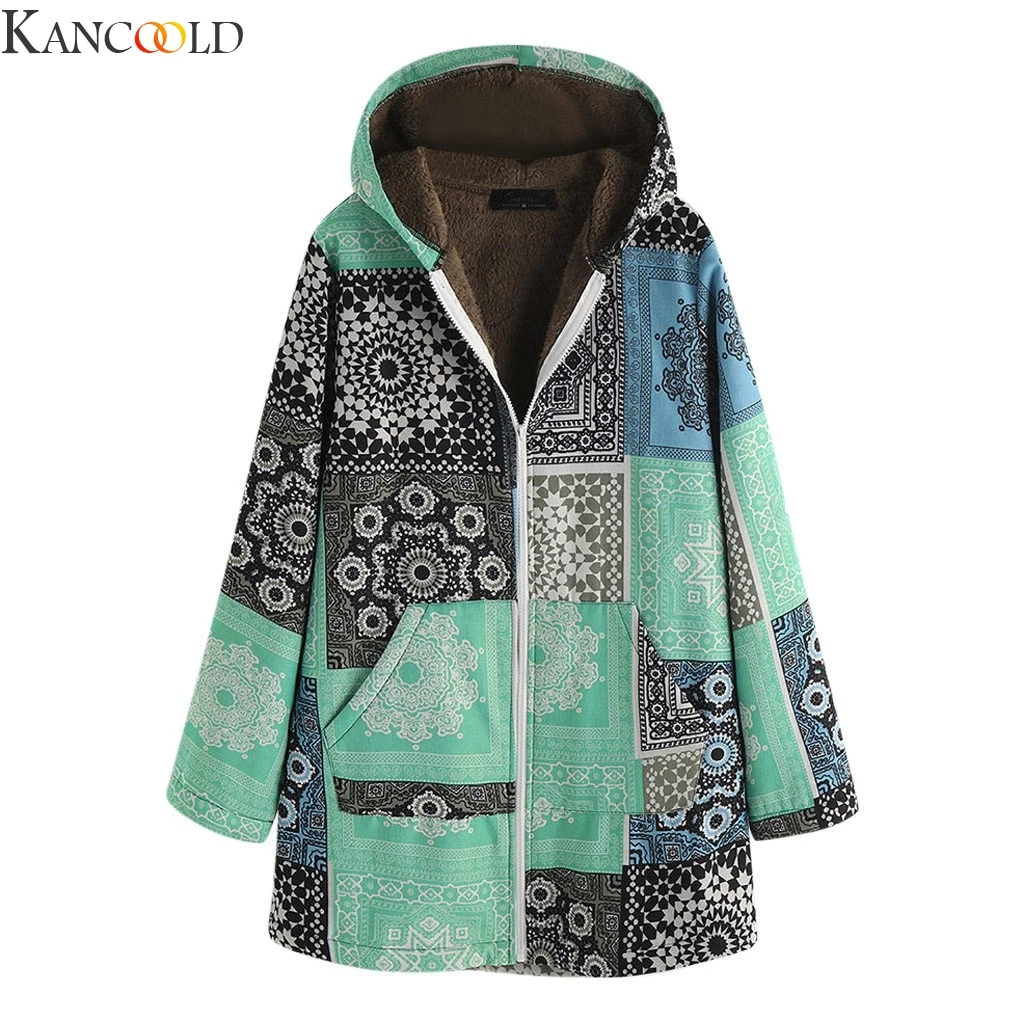 KANCOOLD размера плюс винтажная Женская куртка флисовое пальто зимняя теплая
