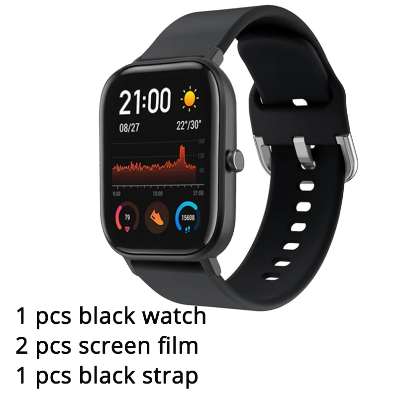 black add black Новая глобальная версия Amazfit GTS Смарт-часы 1,6" AMOLED 5 ATM водонепроницаемый 14 дней Срок службы батареи 12 спортивных режимов Bluetooth часы - Цвет: black add black