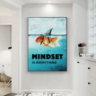 Мотивационные плакаты в скандинавском стиле, холст с принтом на стену Mindset Is All Shark Fish, настенные картины для украшения дома