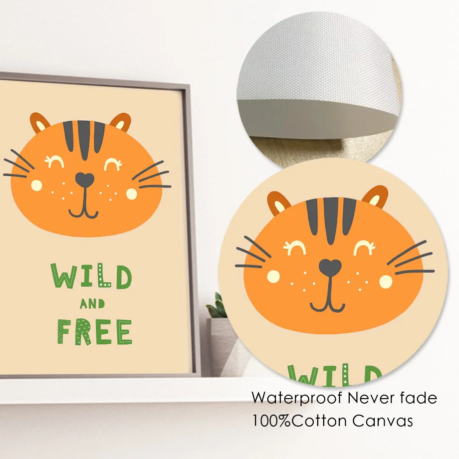 

Rabbit Bear Dog Tiger Fox Cat Cartoon Wall Art Canvas Painting Nordic Posters And Prints Pictures for Nursery Kids Room Decor