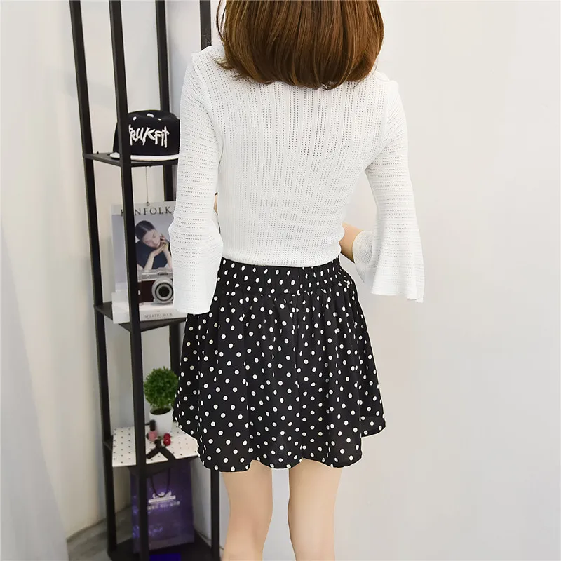 Модная женская короткая юбка из шифона с оборками и цветочным рисунком черная