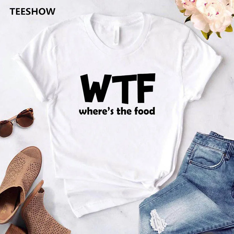 Модные женские белые футболка WTF футболки с принтом в виде букв Harajuku Kawaii Женская