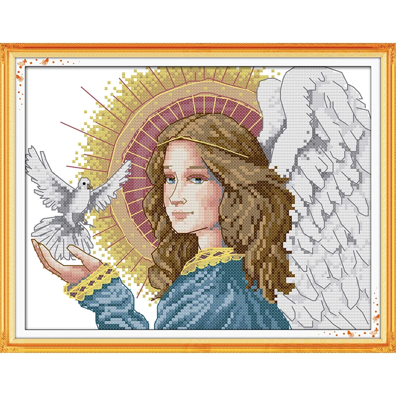 

Jun Sunday Angels Of Peace Chinese Cross Stitch Kits Ecological Cotton Stamped Printed 11 DIY Christmas Gift Wedding Decoration