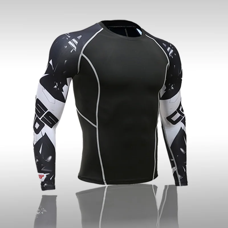 Новейшая 3D футболка с длинным рукавом для фитнеса мужчин бодибилдинга брендовые