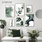Плакаты и принты в скандинавском стиле, постер с зелеными растениями, картина с тропическими листьями, Картина на холсте для гостиной, домашний декор, картина на стену
