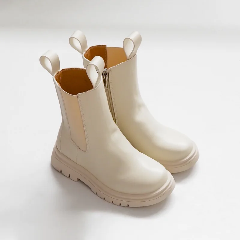 

New Spring Black English Style Martin Boots Children Shoes Girls Boys Baby Chelsea Ankle PU Leather Toddler Student Casual 03