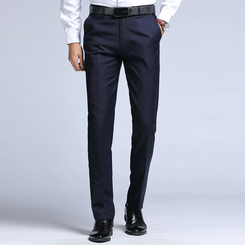 

2020 New Summer Mens Formal Wedding Pants for Men Slim Fit Business Suit Pants Black Grey Navy Blue Office Dress Long Trousers
