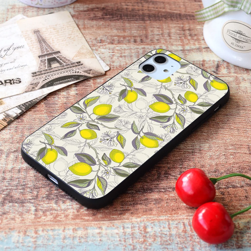 

For iPhone Lemon pattern Soft TPU Border Apple iPhone Case