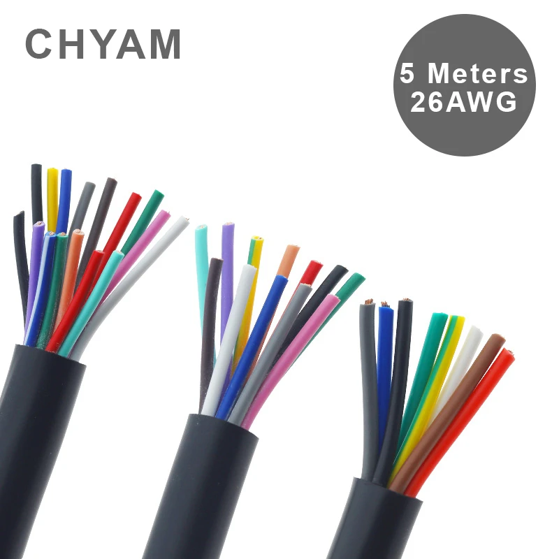 

Кабель черный 26AWG 0,12 мм2 медный провод 2/3/4/5/6/7/8/10/12/14/16/20 основные контакты линия сигнала управления RVV