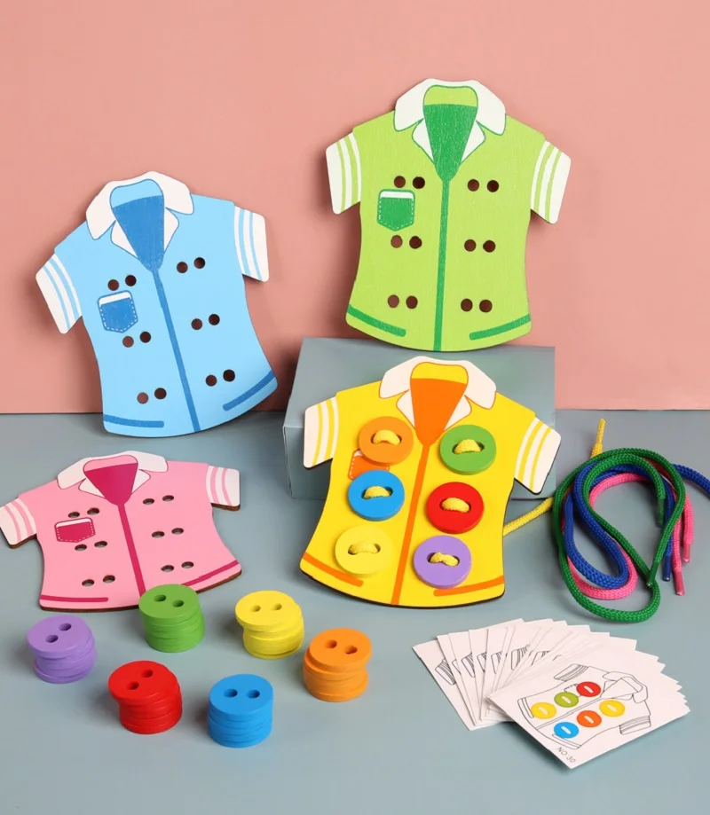 Головоломка с пуговицами настольная игра Монтессори Деревянные Игрушки для