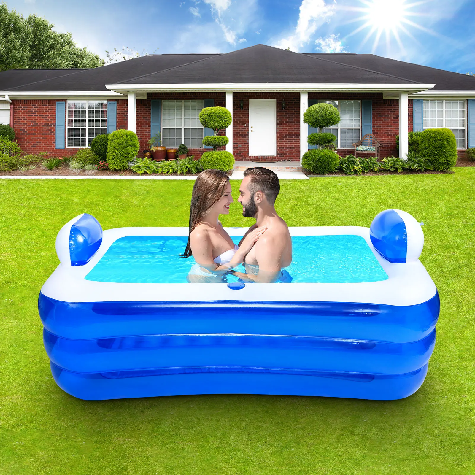 

1.5/1.8M PVC Inflatable Bathtub Foldable 3 Layers Large Family Swimming Pool Outdoor Garden Summer Inflatable Paddling Pools