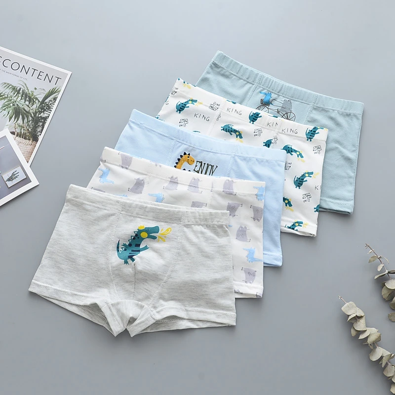 5 шт./лот хлопковые трусы с рисунком для мальчиков и девочек детские боксеры
