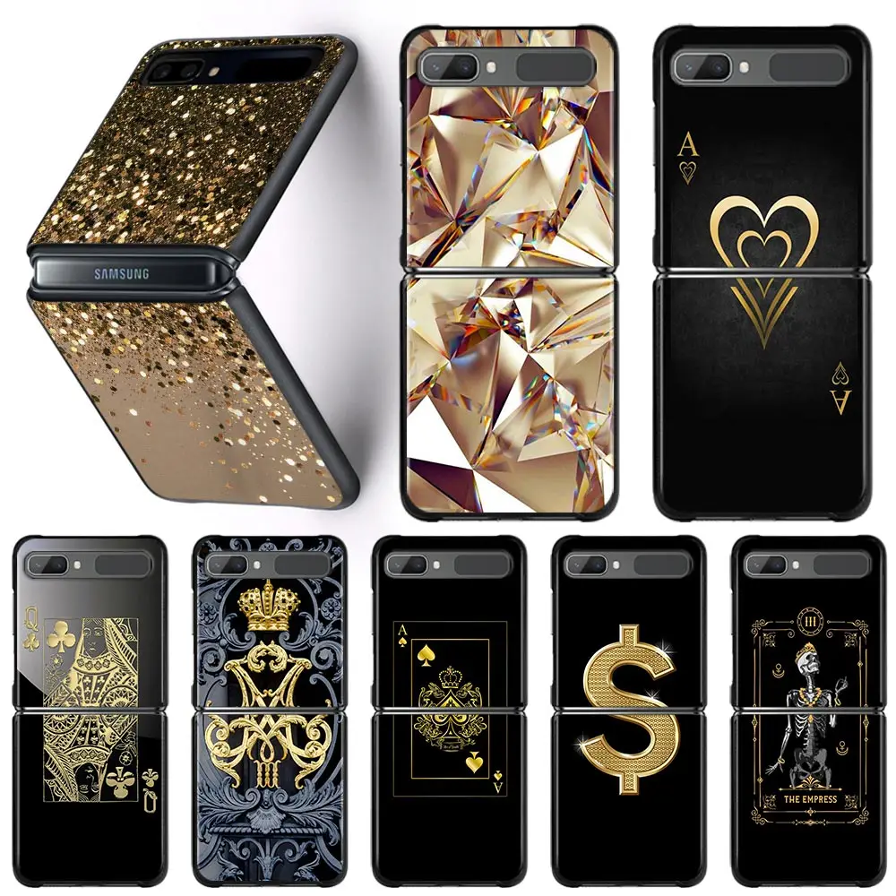 

Phone Case For Samsung Galaxy Z Flip3 5G Cases for Samsung Z Flip 3 zflip Coque Hard Shell Fundas Ace Of Diamonds In Gold Art