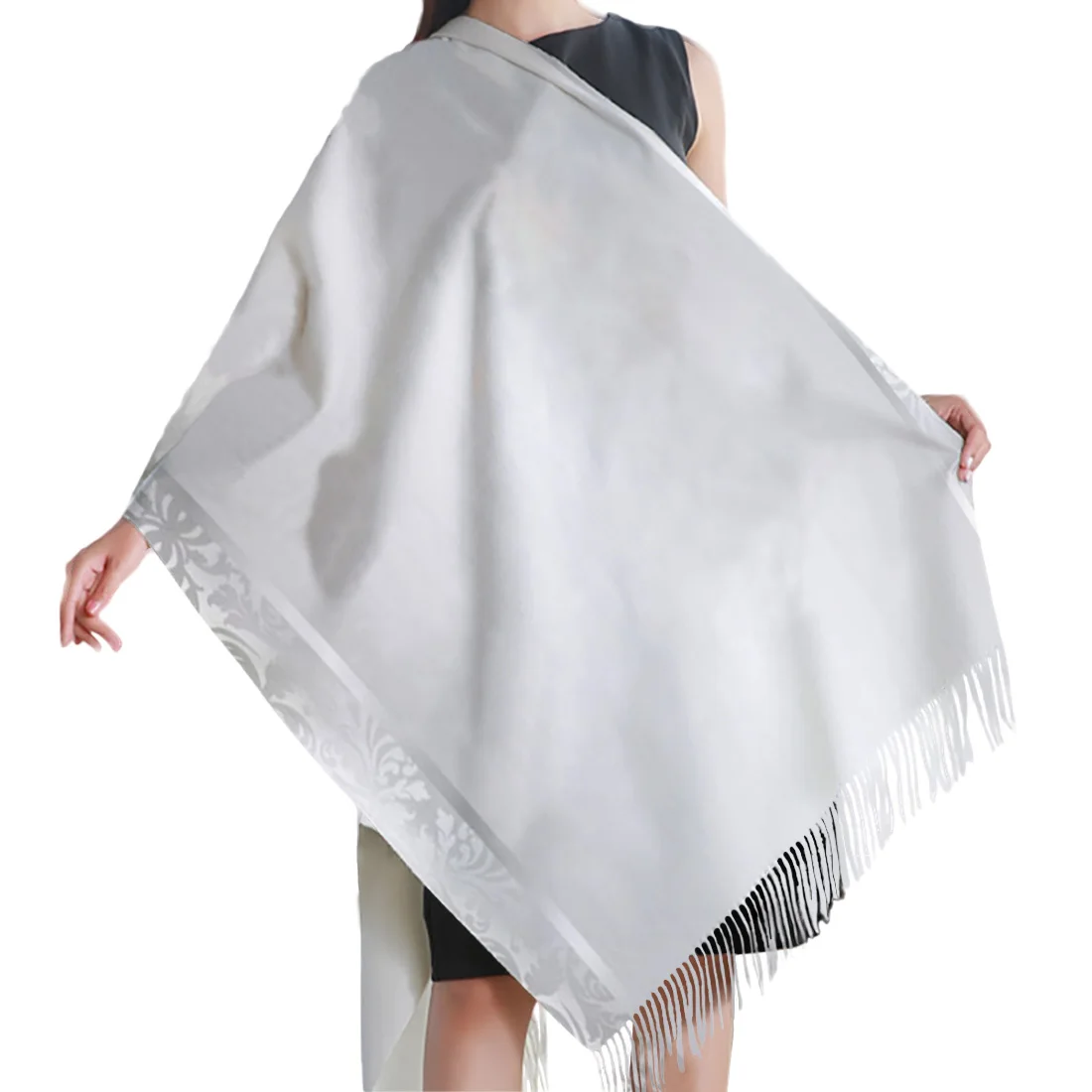 Серебряный узор завод кружева новый женский шарф модный кашемировый с кисточкой