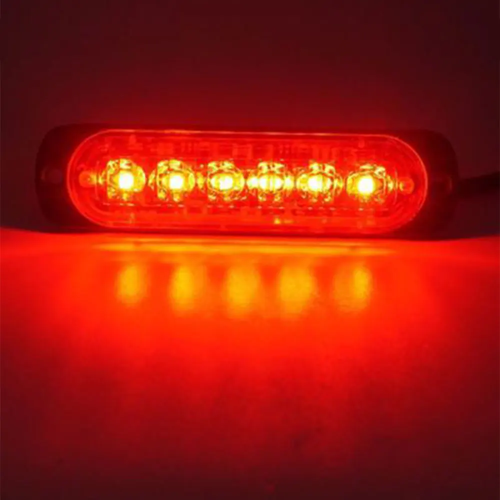 6 LED Red 4/6 светодиодный 12W фары для автомобилей Грузовик Strobe маяк Предупреждение лампы опасности решетка мигающий светильник аварийного маркер светильник s желтый/красный/синий/белый - Цвет: 6 LED Red