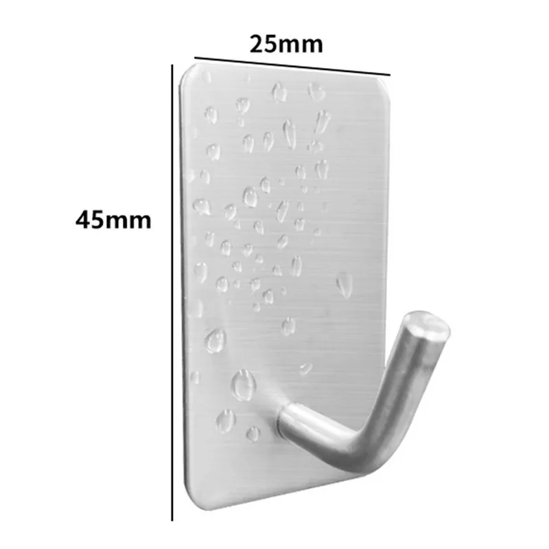 

1pc Adhesive Stainless Steel Towel Hooks Family Robe Hanging Hooks Hats Bag Family Robe Hats Bag Key Adhesive Wall Hanger