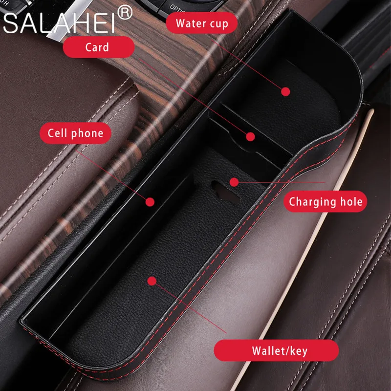 1Pair Car Seat Gap Storage Box Cup PU Leather Pocket Catcher Organizer Phone Bottle Cups Holder Multifunctional Car Accessories