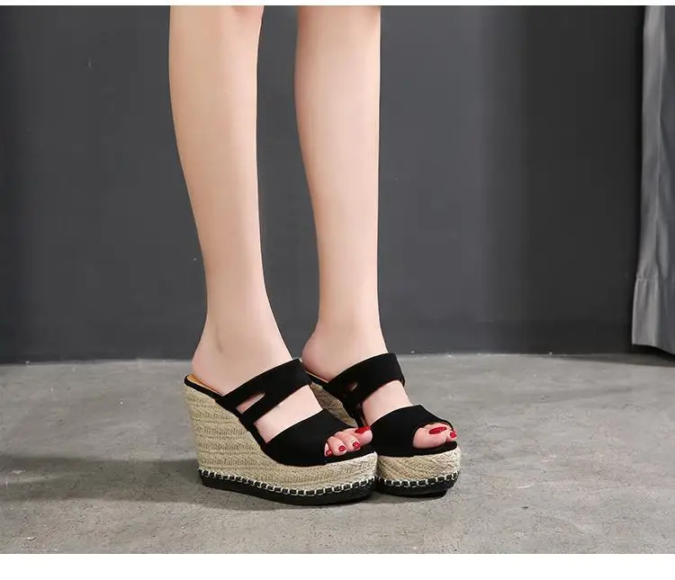 Летние крутые женские сандалии на высокой танкетке Пляжная Праздничная модная