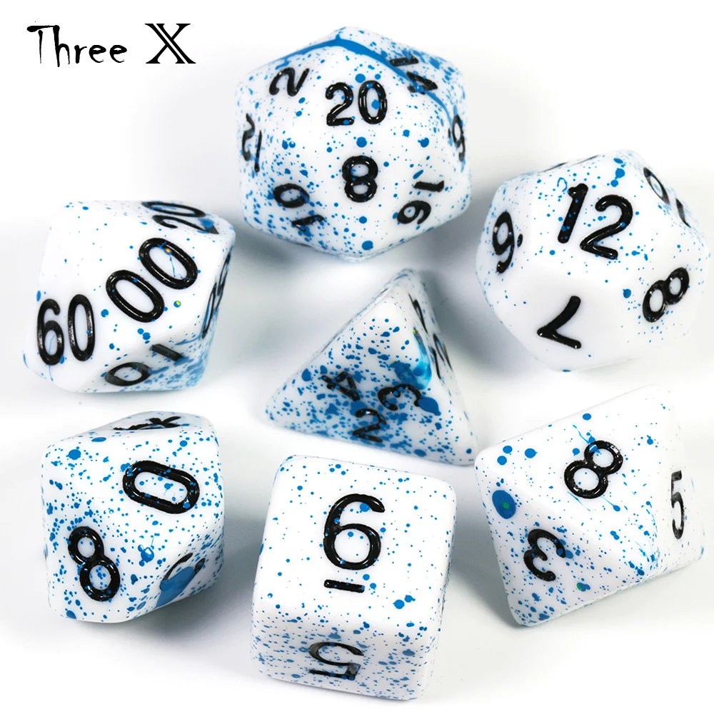 7 шт./компл. многогранные струйный кости пить TRPG DND для непрозрачные D4-D20 Multi по