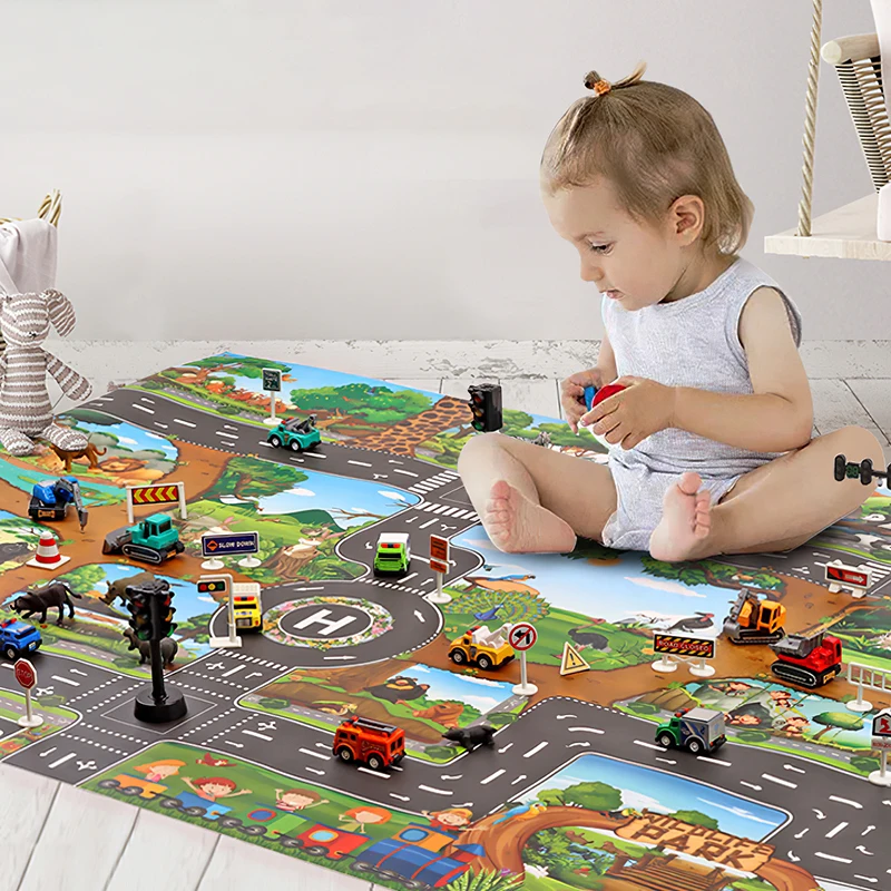 

Non-Woven Fabric Waterproof Pad Game Pad City Landscapes Map Pad Family Interactive Children Game Playing Mat Simulated City Map