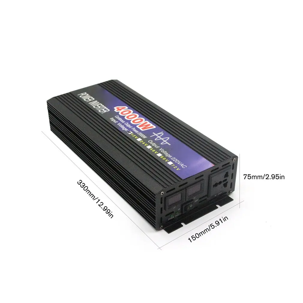 

4000W Pure Sine Wave Intelligent String Inverter Dual Digital Display Power Inverter Car Converter Adapter with Dual Fan
