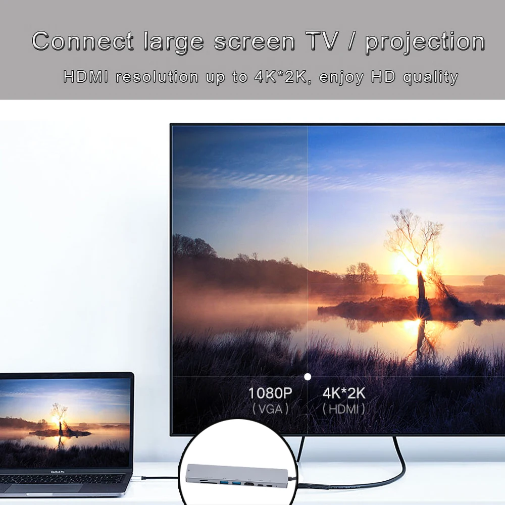 8 в 1 кабель Переходник USB C на RJ45 Ethernet 3 0 Порты совместимому с HDMI SD/устройство для