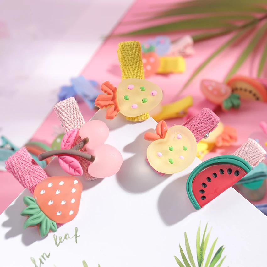 

5PCS Cute Fruit Hairpin Kids Girls Hair Clips Bows Barrette Accessories for Children Hairclip Headdress Hairgrips