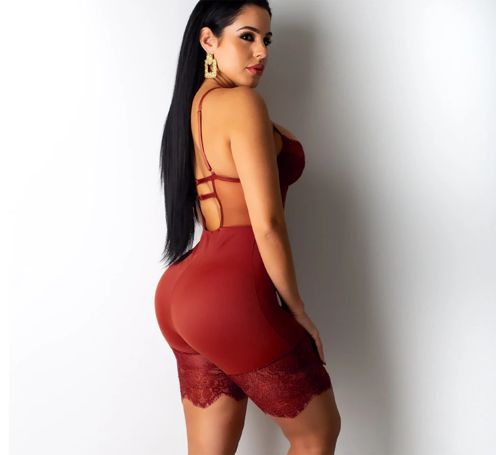 

Women Sexy Romper Lace Backless Shorts Jumpsuit Hollow Out Playsuit Bodysuit
