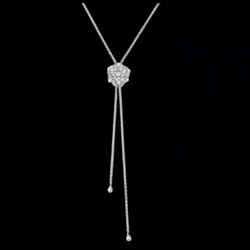 

YPAY8 Fashion AAA Zircon 925 Sterling Silver Luxury sweater chain Necklace Jewelry Brand Women Wedding Clavicle chain Jewelry