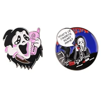 md856 dmlsky funny ghost make a call enamel pins and brooches lapel pin backpack bags badge clothing decoration gifts