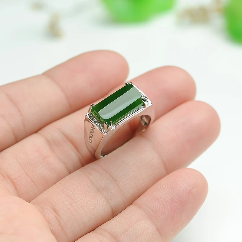 925 серебряные и тианью кольца Нефритовое мужское кольцо натуральное нефритовое