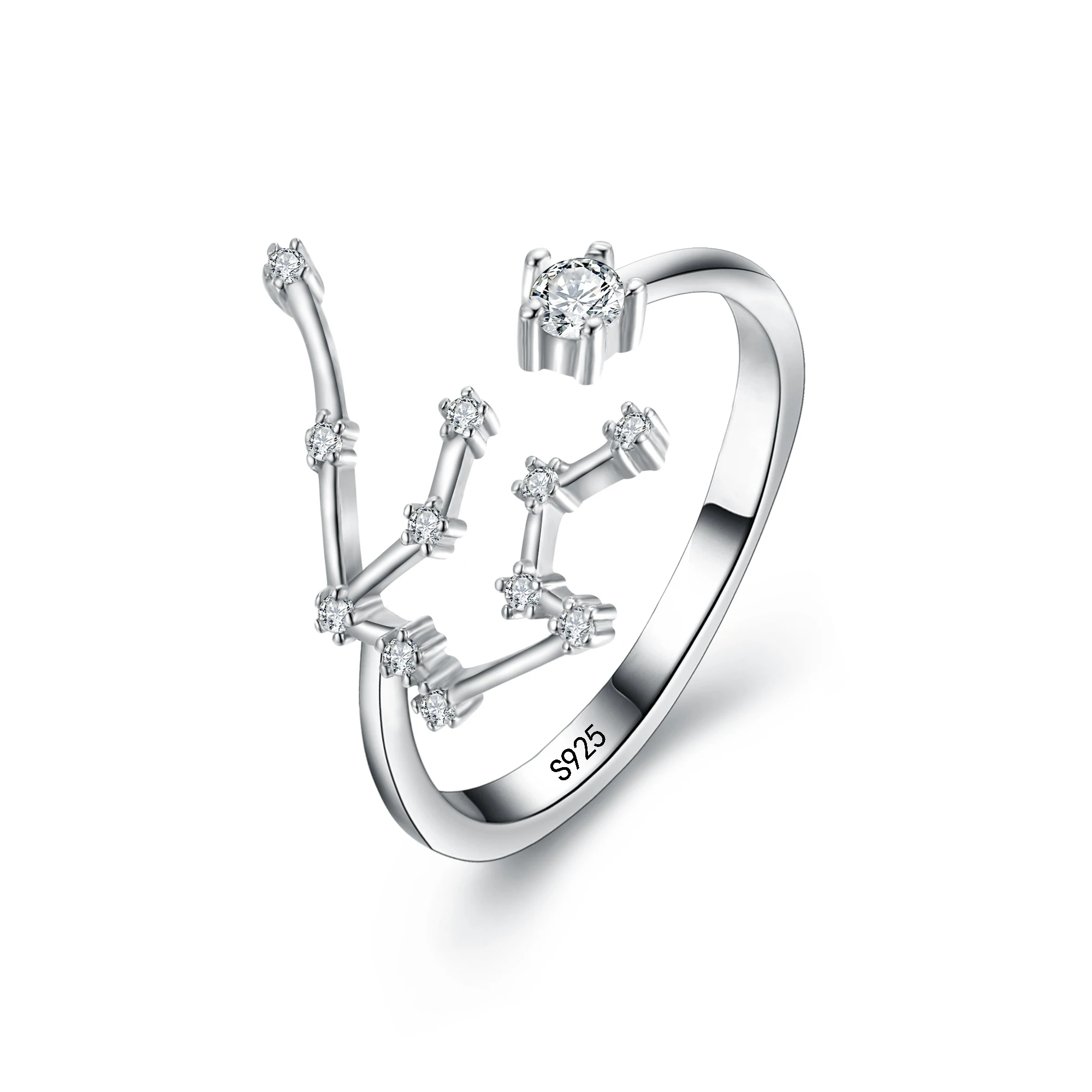 

Tuliper 925 Sterling Silver Rings Women 12 Constellation Star Zircon Wedding Party Jewelry Accessories Virgo Cancer