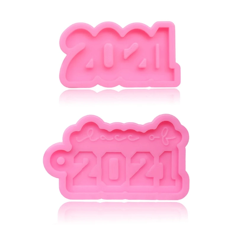 

DIY Glossy 2021 Keychain Epoxy Resin Mold Charm Jewelry Earrings Silicone Mould