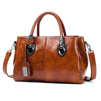 new womens bag 2021 new fashion oil wax leather womens bag european and american soft leather big bag tote bag