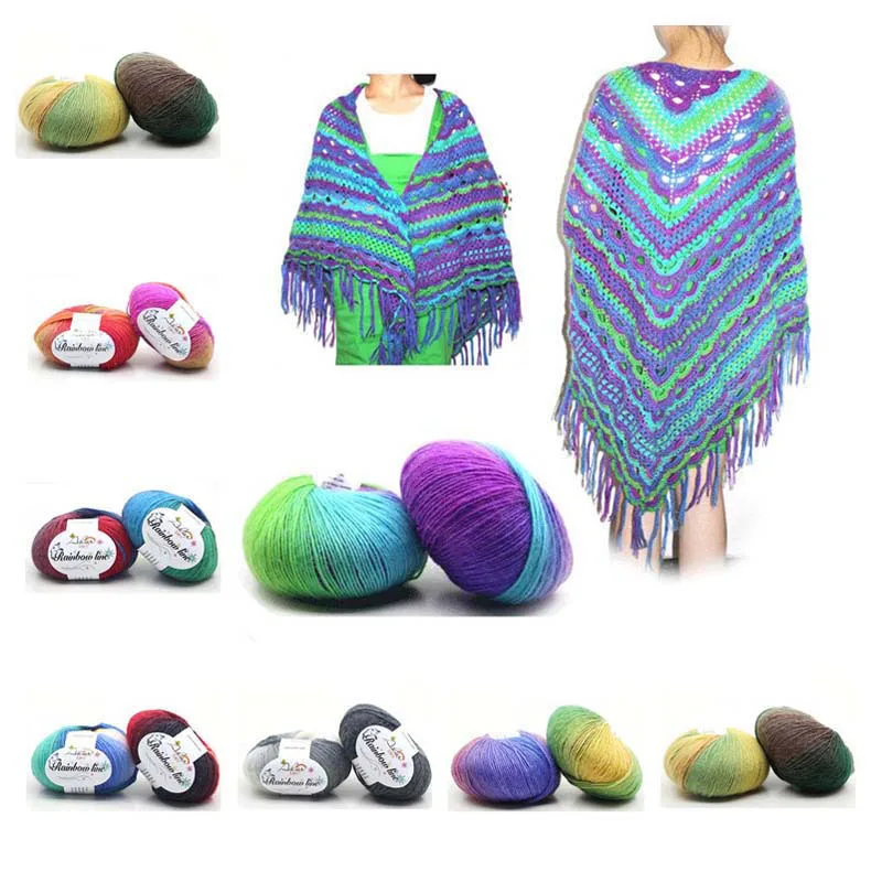 Оптовая продажа мягкие вязаные шарфы 50 г разных цветов ручной работы из 100% шерсти