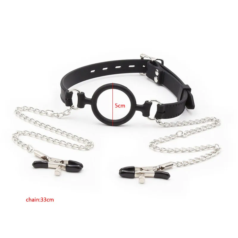 Силиконовый кляп для рта металлическая цепь зажим сосков намордник с кляпом БДСМ