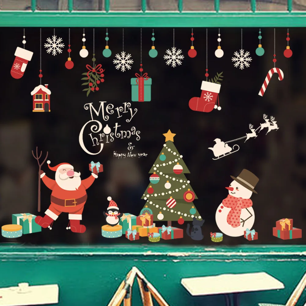 

Removable Christmas window wall stickers bedroom living room glass doors and windows background decoration stickers (30x90cm)