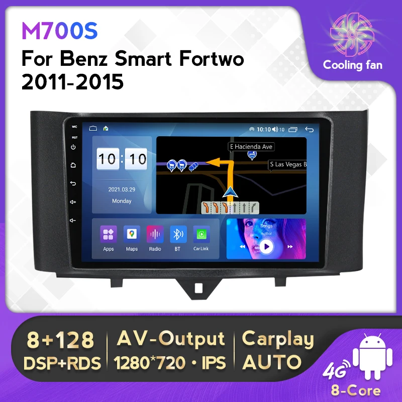 

Android 11.0 Car DVD Multimedia player for Mercedes/Benz Smart Fortwo 2011 2012 2013 2014 2015 WiFi BT Radio stereo GPS no 2 din