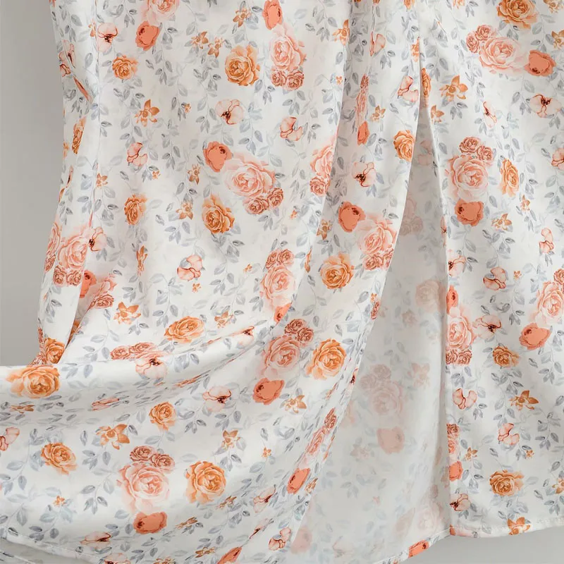 

Women's Square Neck Short Sleeve with Wooden Ear Bow Floral Waist Dress Vintage Chic Female Dresses