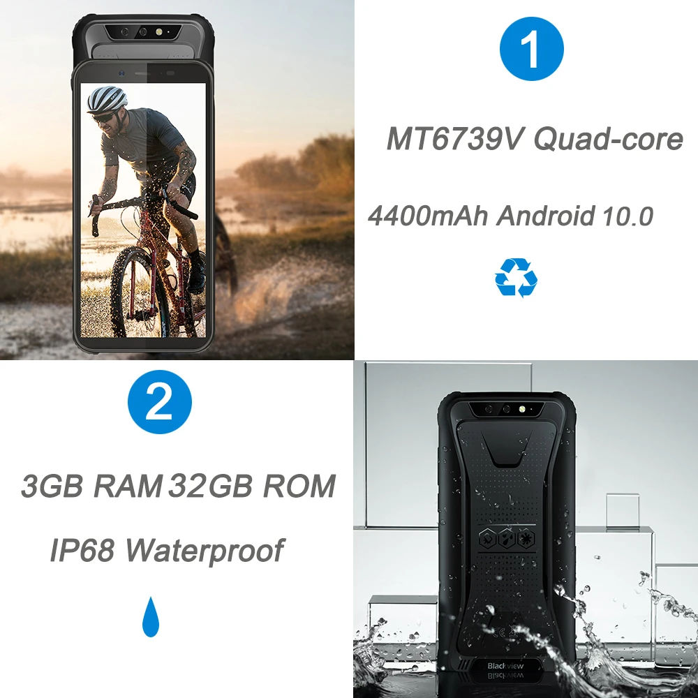 blackview 2020 bv5500 plus rugged smartphone ip68 waterproof 3gb32gb android 10 0 cellphone 5 5 screen 4400mah 4g mobile phone free global shipping