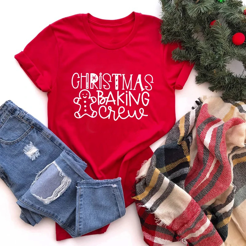 Рождественская выпечка футболка из 100% хлопка зимняя с рождественским подарком